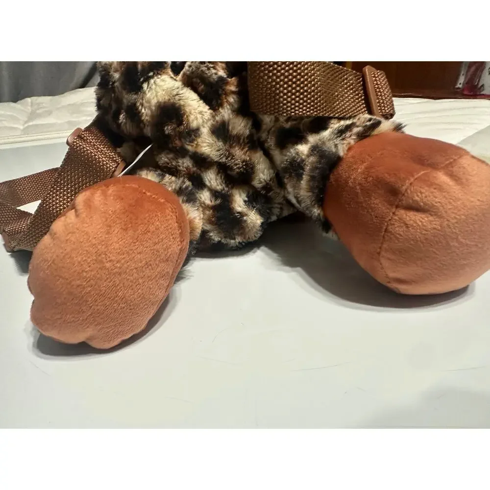Critterz Couture Leopard Plush Backpack Brown Spotted Pre-Owned